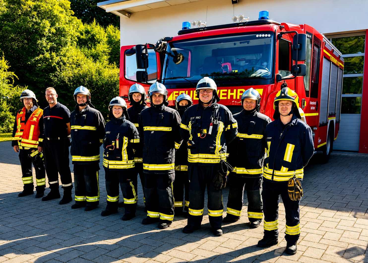 Kameradinnen und Kameraden der Feuerwehr Wald-Michelbach und der Feuerwehr Montmirail